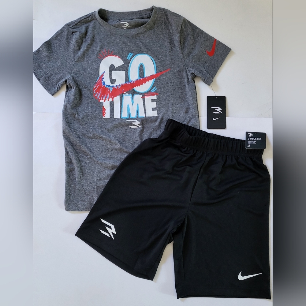 Nike Dri-fit boys 2pc shorts set athletic outfit Size M black Gray